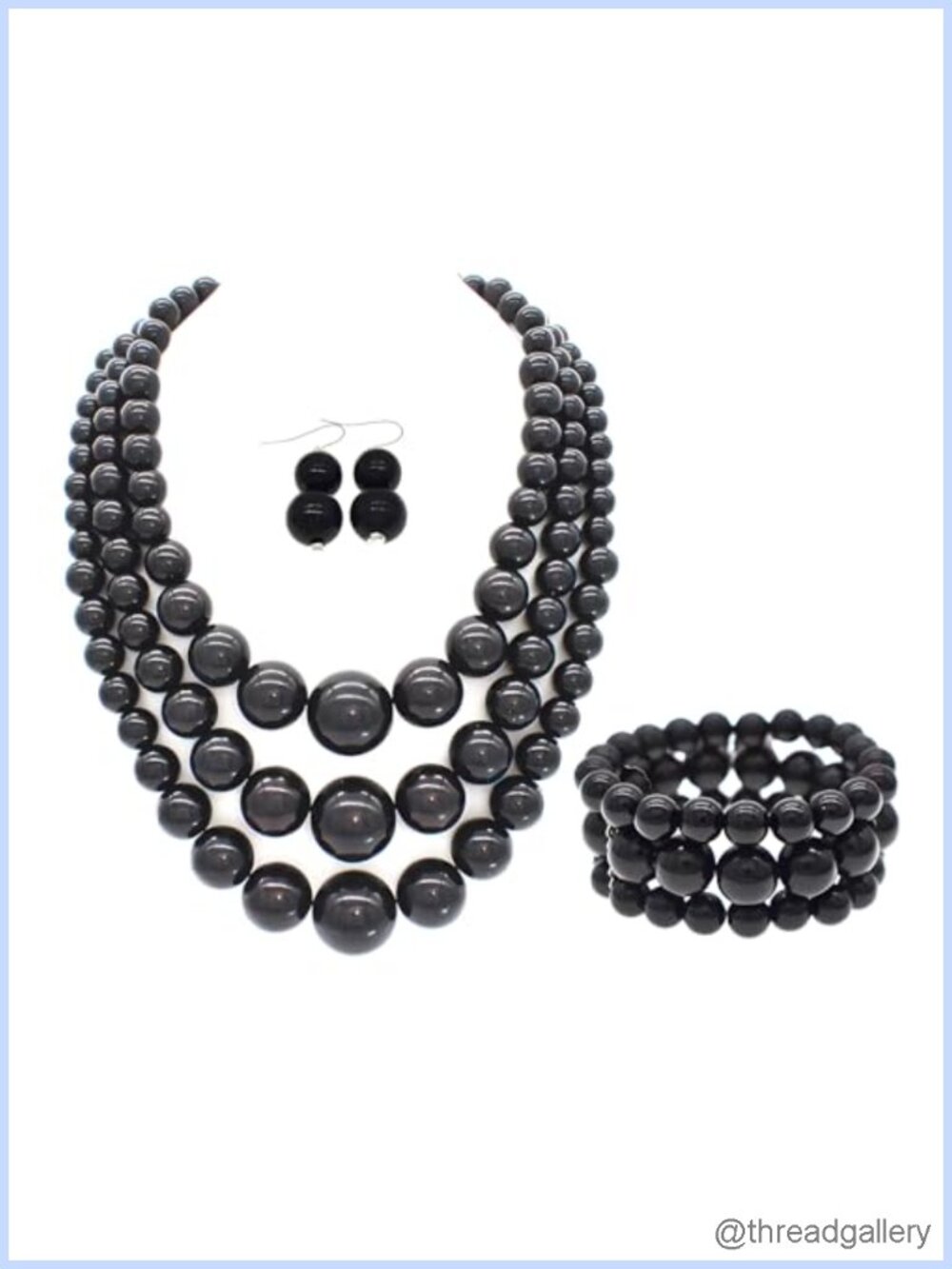 Big Chunky Faux Pearl Necklace Earrings Set 1920s Gatsby Costume Jewelry